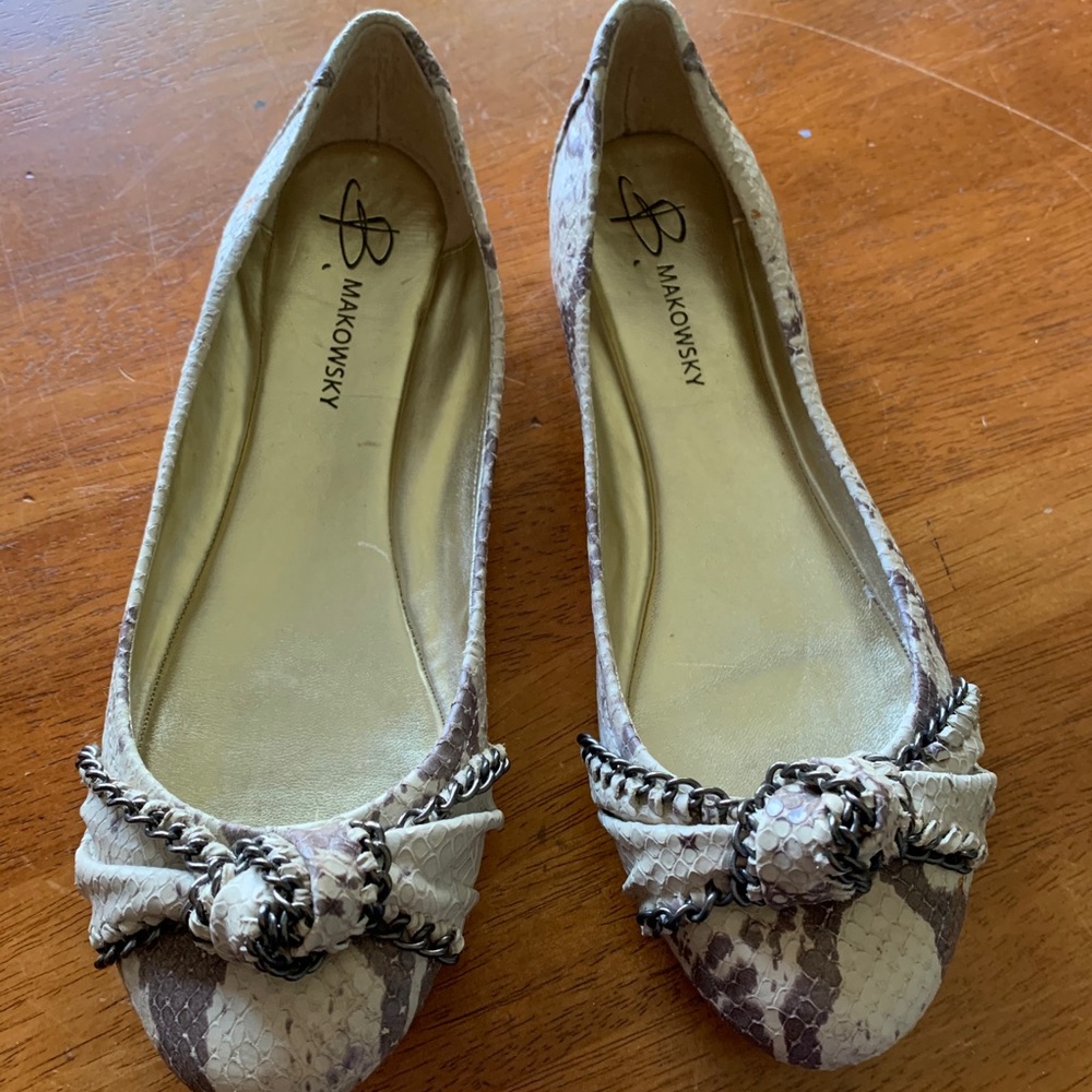 b makowsky snakeskin flats 8.5